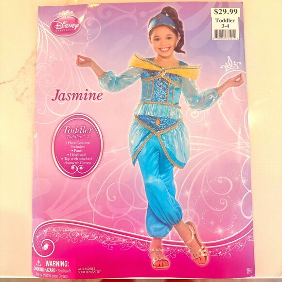 Disney 'Jasmine' 3 Piece Toddler Halloween Costume - Toddler 3-4 - New* - Picture 1 of 3